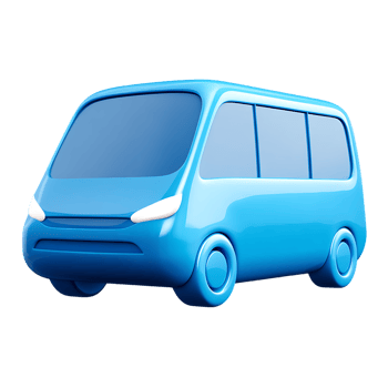 Blue futuristic van with sleek design and minimalist features on transparent background png