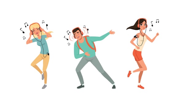 People enjoying music and exercising together vector