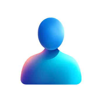 Three blue gradient avatars or icons on transparent background png