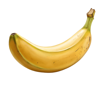 A ripe yellow banana on a transparent background png