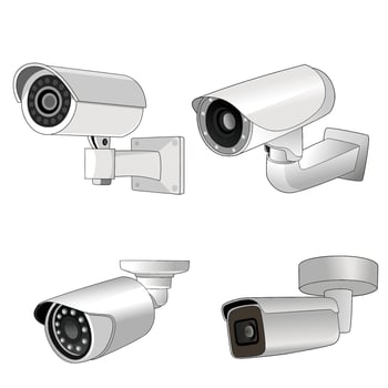 set of cctv design. modern office monitoring system. vector