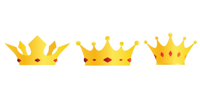 set of gold crown design. kingdom element. vector