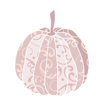 Elegant pastel pink pumpkin with shabby chic abstract pattern in flat style. Perfect for autumn decor, invitations, seasonal crafts, printable designs, and fall-themed digital products vector