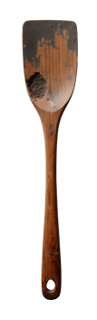 Wooden kitchen spatula, trusty cooking utensil showing its well used character png