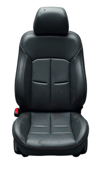 Distressed dark vehicle seat, aged with visible wear and material decay png