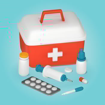 First aid kit and medical supplies vector