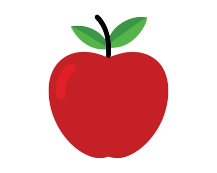 A Vibrant Red Apple Illustration Fresh, Juicy Fruit Icon for Healthy Eating, Isolated on White Background vector