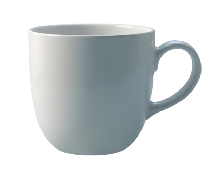 White ceramic mug for comforting hot beverages, perfect for morning routine png