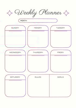 Weekly Planner Outline Style Modern Minimalist Design vector