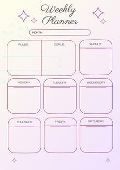 Weekly Planner Schedule Outline Style Modern Minimalist Design vector