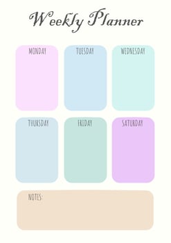 Weekly Planner Schedule Flat Style Modern Minimalist Design vector