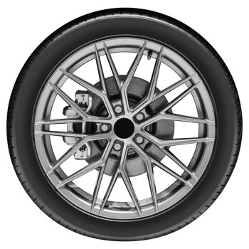 Silver wheel on tire png