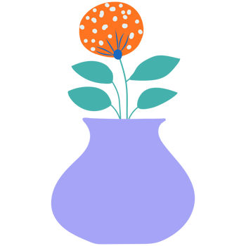 Blue vase with a beautiful flower. png