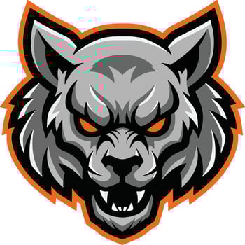 Aggressive Gray Wolf Mascot Logo Design vector