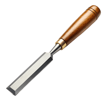 A wood chisel with a sharpened edge, isolated on a transparent background png