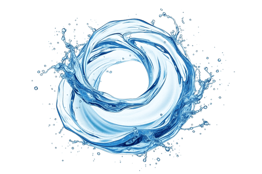 Dynamic blue water splash swirl isolated on transparent background png