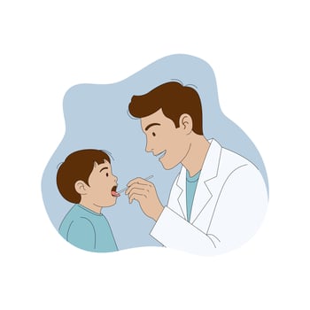 Doctor checking child's throat vector