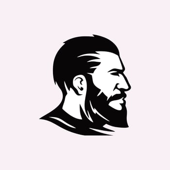 A man with a beard and beard in a black and white logo vector