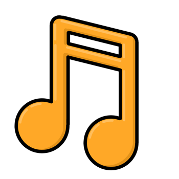 Simple Bright Orange Music Note Icon Illustration png