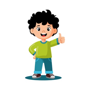 Cartoon boy with thumbs up vector