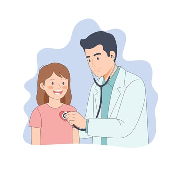 Doctor examining girl with stethoscope vector