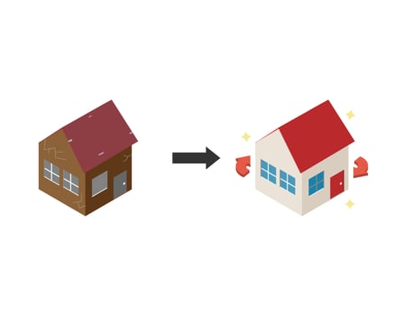 House flipping is a real estate investment strategy where someone buys a property to improves it, and then quickly resells it for a profit vector