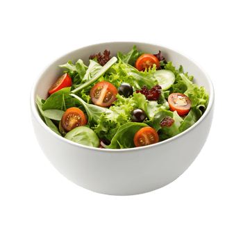 fresh bowl of salad arranged randomly, isolated on transparent background png