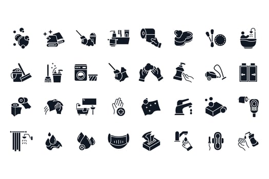 hygiene set editable icons collection vector