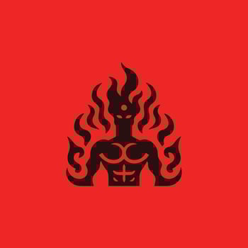 a red background with a black man in the middle vector