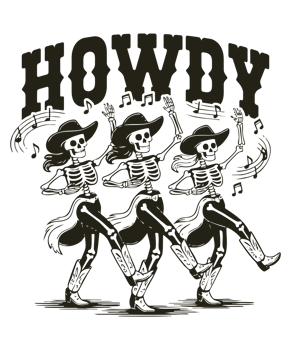 Howdy Skeletons Line Dancing Design png