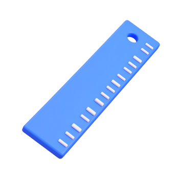 Stylized blue ruler with white ticks on transparent background png