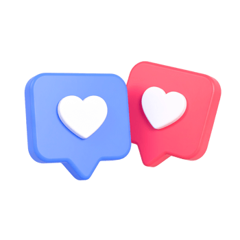 Blue and coral love chat bubbles on transparent background png