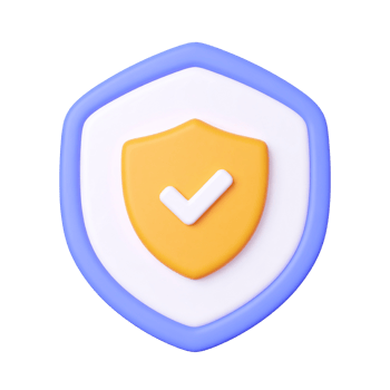 Shiny golden security shield showing correctness on transparent background png