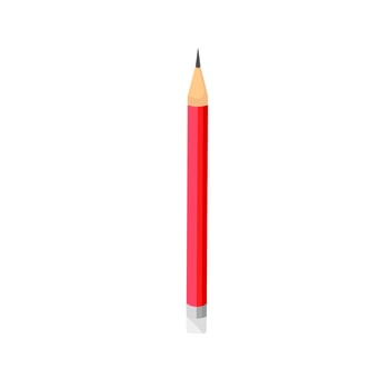 Red pencil with eraser on white background vector
