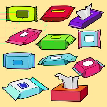colorful tissue and wipe packaging collection vector