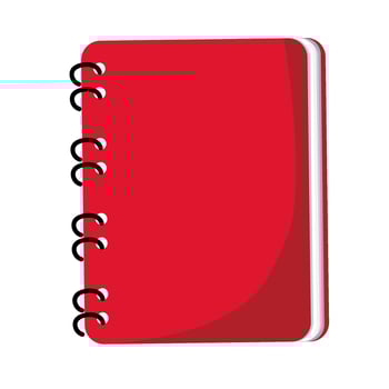 Red spiral notebook with white pages on white background vector