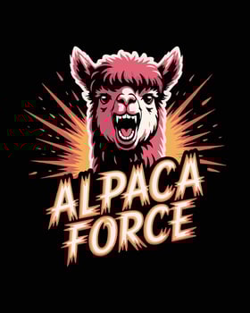 Alpaca Force T-shirt Design, Aggressive and Powerful Alpaca Graphic vector