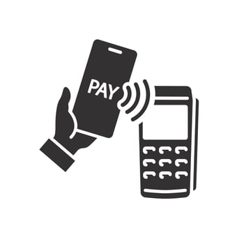 contactless pay, cashless payment icon, contactless pay, pos terminal and phone, mobile nfc, digital buy, flat illustration vector