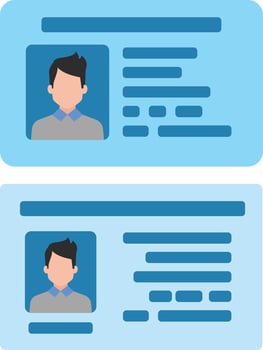 blue Identification card icon set vector