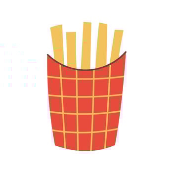 Flat drawn Fries in red carton box vector