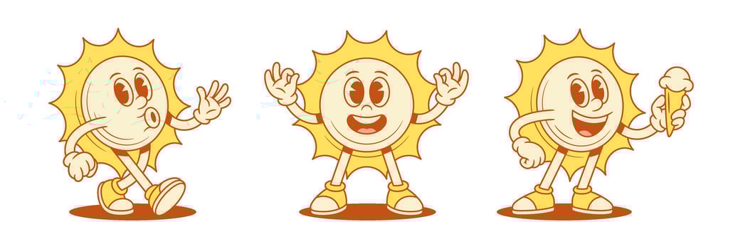 Three cheerful cartoon suns vector