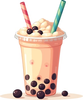 Bubble Tea Drink with Tapioca Pearls vector