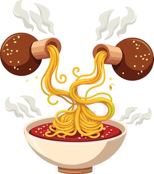 Noodles and Meatballs vector