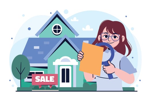 Woman inspecting house sale documents vector