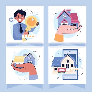 Illustrations of real estate concepts and houses vector