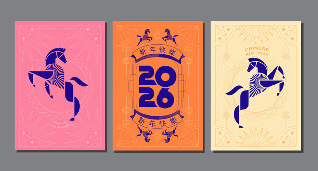 layout design ,Lunar new year, Chinese New Year 2026 ,Horse vector