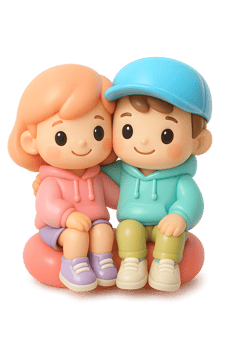 Cute Cartoon Couple Sitting Together png