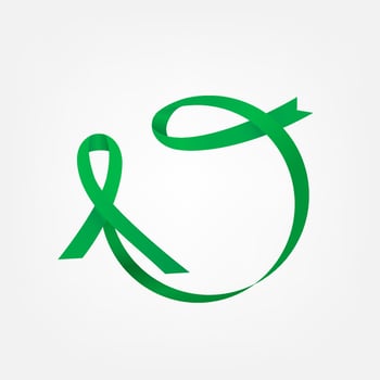 Green ribbon isolated on white background. illustration vector