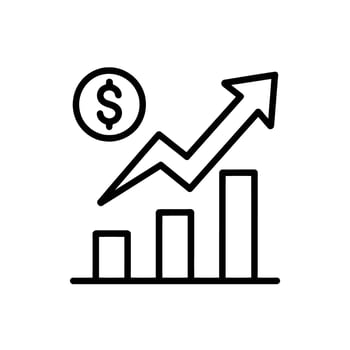 Financial Growth Chart with Dollar Sign Icon Illustrating Upward Economic Trend and Market Success vector