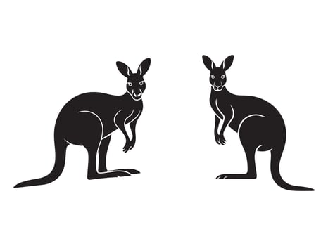 Pair of Silhouetted Kangaroo Figures vector